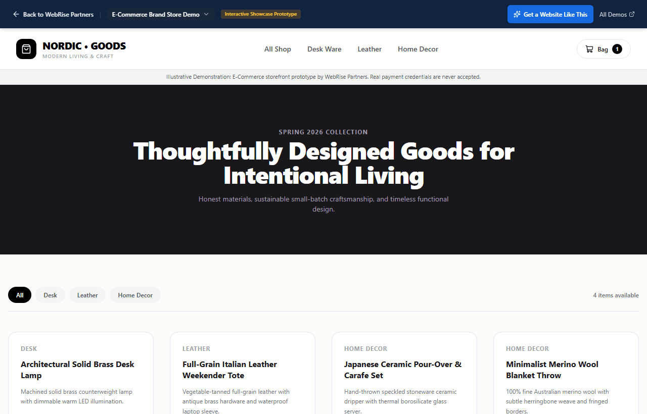 Shopify E-Commerce Brand Storefront Demonstration Preview