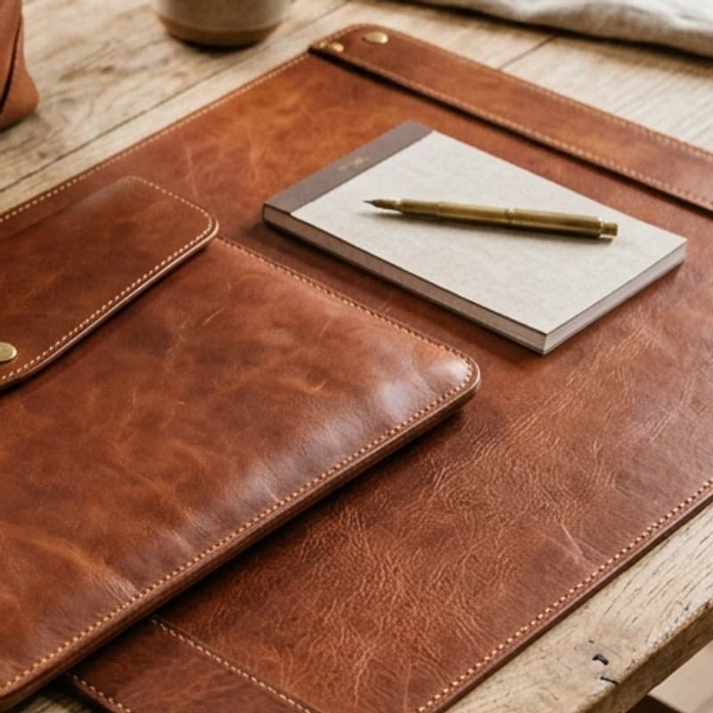 Vegetable-Tanned Saddle Leather Desk Pad